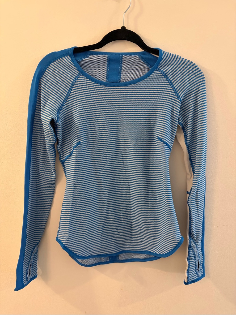 Lululemon Blue Striped Long-Sleeve Performance Top